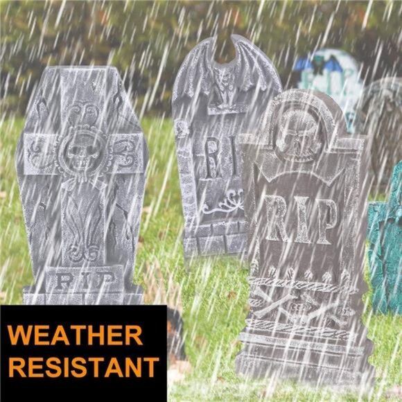 17” Halloween Foam RIP Graveyard Tombstones, 5 Pack Tombstone - Picture 4 of 8